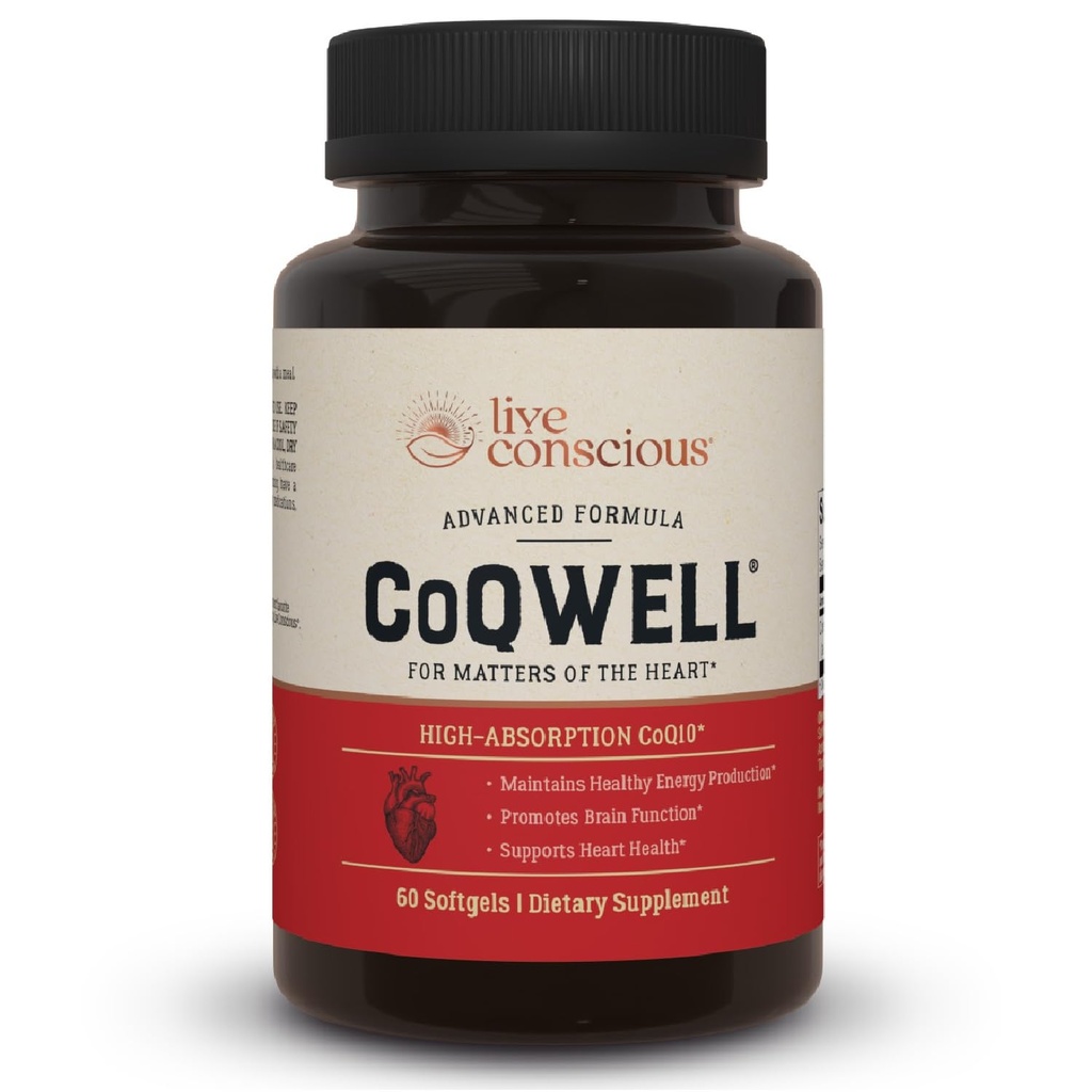 Live Tietoinen CoQWell - CoQ10 Sydän, aivot, ja Verisuonien terveystuki, Coenzyme Q10 Ubikinonin - 60 Softgels - 60 päivän tarjonta