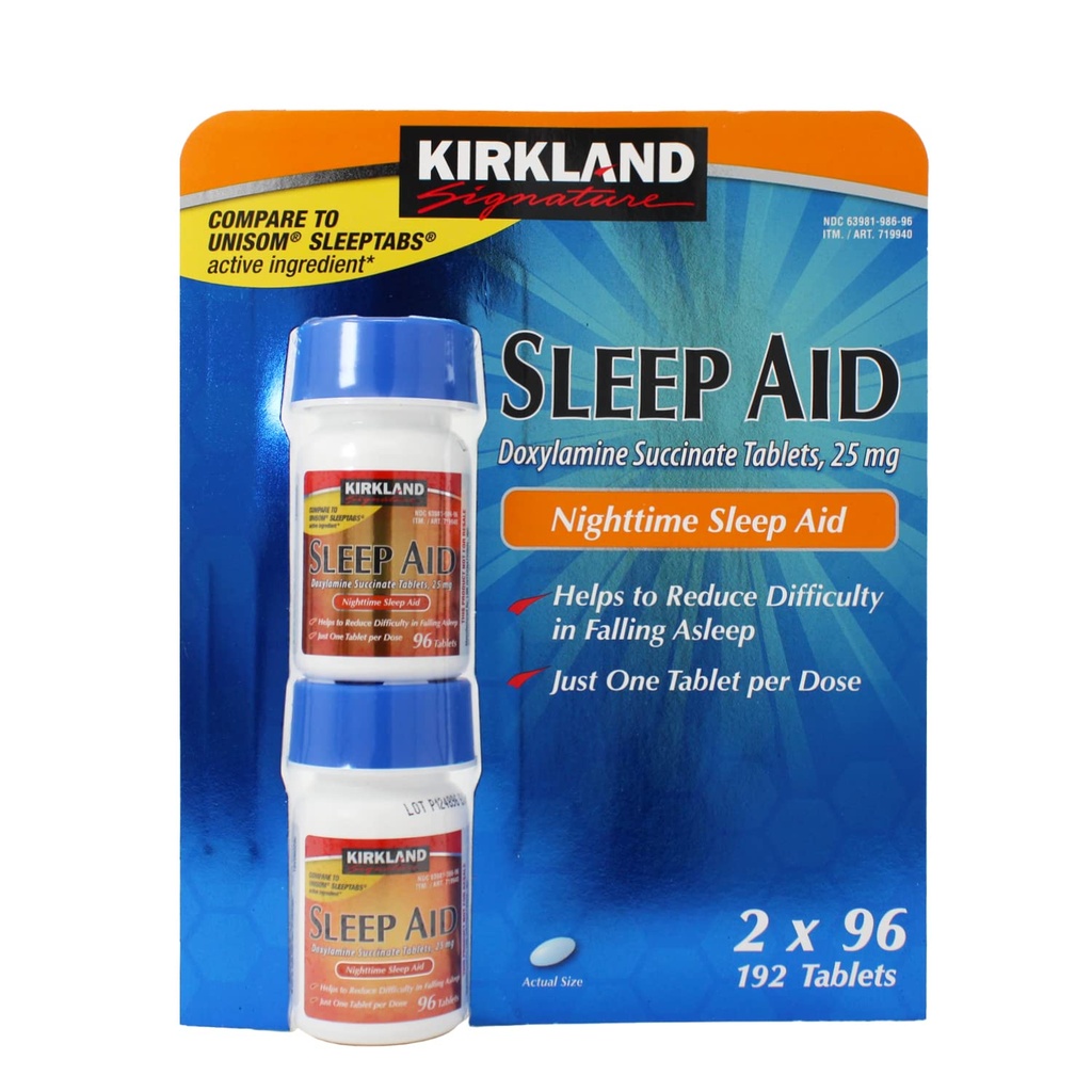 Kirkland Allekirjoitus Sleep Aid Doxylamiini Succinate 25 Mg, 192-Count (paketti 3)
