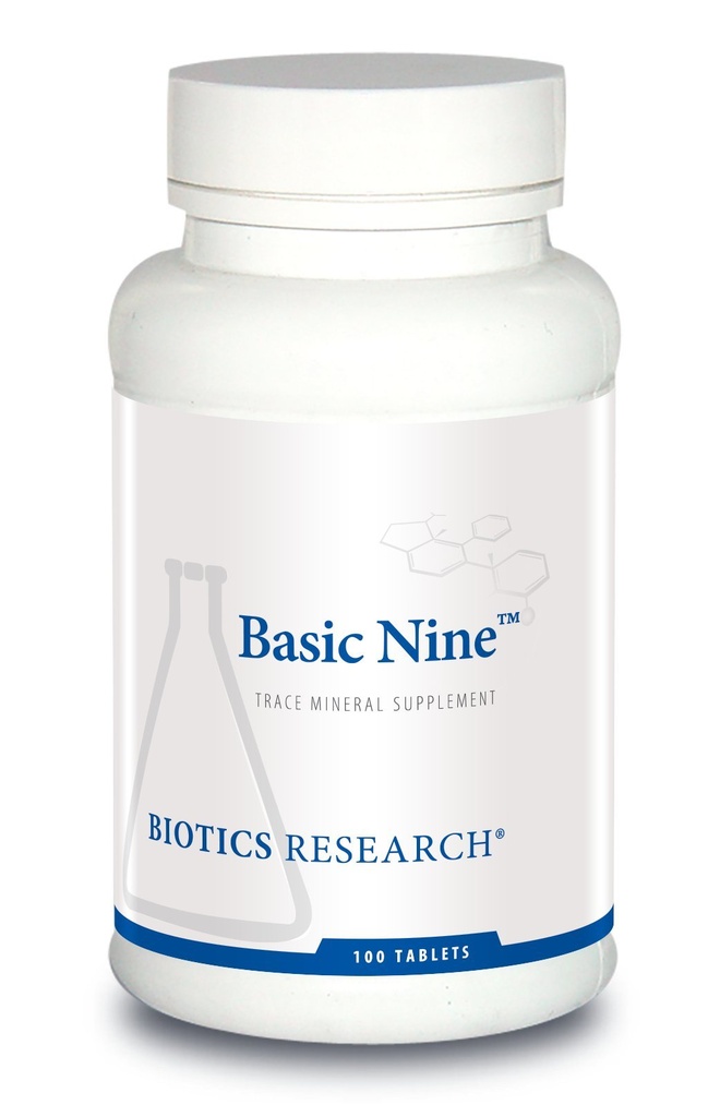Biotics Research Basic Yhdeksän Koko ruoka Lähde harvinainen Trace Minerals, Phytochemically Bound, sisältää antioksidantteja SOD ja Catalase, 100 tablettia