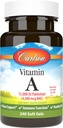 Carlson - Vitamin A, 15000 IE Palmitate (4500 mcg RAE), Vision Health, Healthy Skin, 240 Softgels