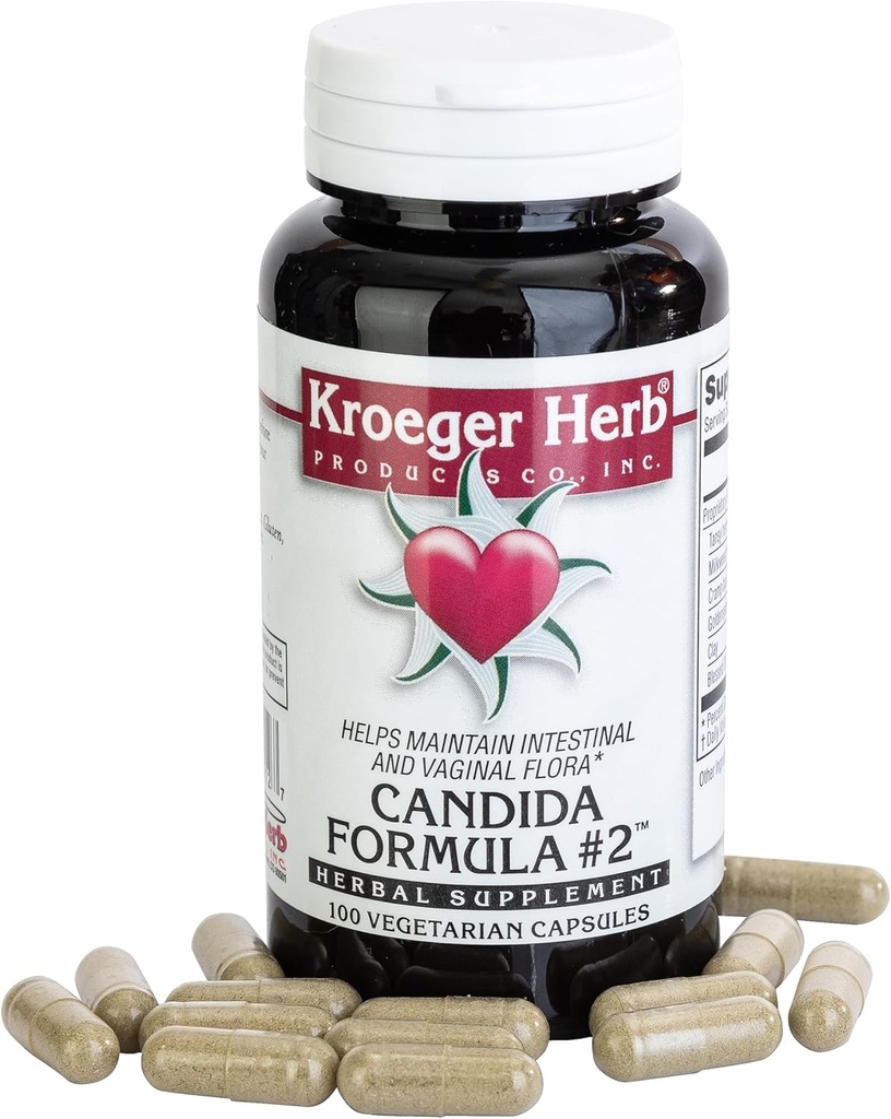 Kroeger Herb Tuotteet, Candida Formula #2, Cleanse Support, Detox Natural Candida Cleanse, Helps Gut and Vaginal Health, Jeast Supplement, Candida Overgrowth, Intestinal Suljettu Yhdysvalloissa