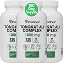 Pristine's Tongkat Ali 1000mg 180 Day Supply (3 Pack) - Athletic Performance Support - Lean Mass Muscle Building Herbal Supplement for Men & Women - Vegan, Gluteeniton, ei GMO