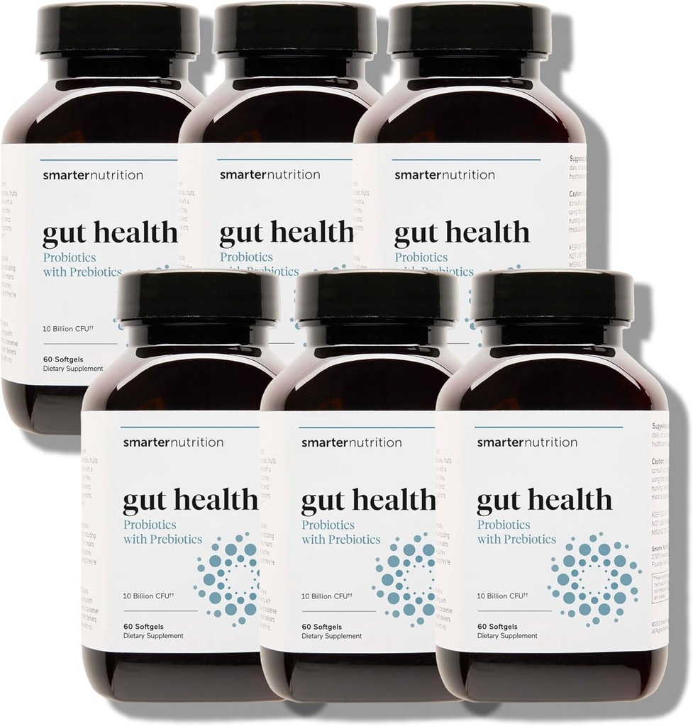 Smartter Nutrition Gut Health Probiootit prebiootit - 100% Soil-Based kannat MCT Oil for Digestive, Immuuniterveys, Gut Microbiome - Kasvisruokaa - 360 Count(Pack of 6) - 180-päivä toimitus