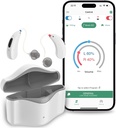 Hörapparater för seniorer laddningsbara, RIC 16 Channel Hearing Aid med Bluetooth för vuxna, senior hörapparater med smart bulleravbokning, Digital Hearing Aid Device med APP Control, White
