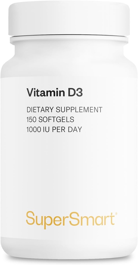 SUPERSMART - Vitamin D3 1000 IE per dag - Vitaminer för stärkande ben - Cells Protector | Non-GMO & Gluten Free - 150 Softgels