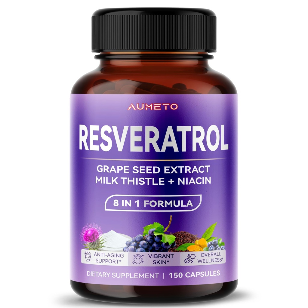 Ultra Resveratrol 8 i 1 Formel - med Grape Seed Milk Thistle Niacin (150 greve av 1)