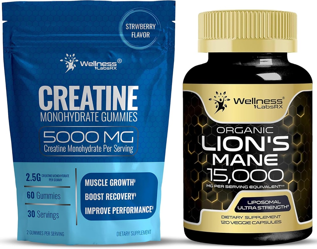 WELLNESS LABSRX Lions Mane lisäkapselit - Creatiini Gummies 5000mg