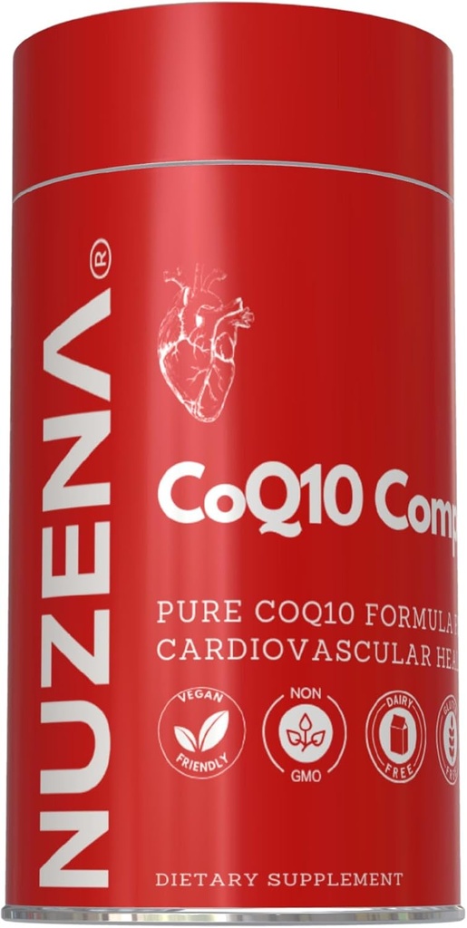 Nuzena Coenzyme Q10 200mg kapslar, tillverkad i USA Organic Coq 10 Ubiquinone för hjärthälsa, bättre absorption och kraftfulla antioxidanter (Pack of 30)