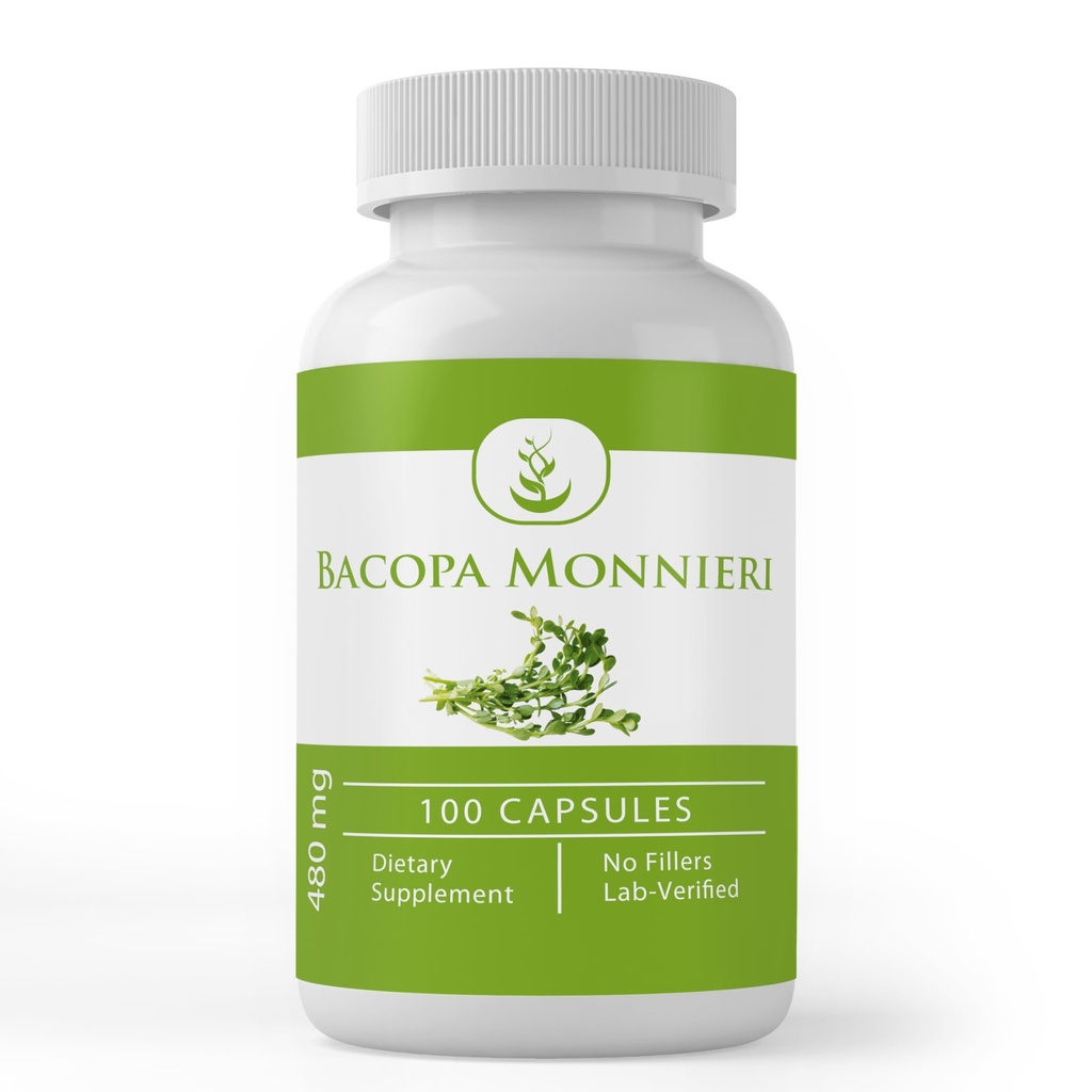 Rena originalingredienser Bacopa Monnieri (100 kapslar) Alltid rena, inga tillsatser eller fillers, Lab Verified
