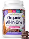 Puhtaasti inspiroitu All-in-One Vegan Protein Powder for Men & Women, Decadent Chocolate (14 tarjoilua) - Plant-Based Organic Protein Powder for Shakes & Smoothies - Gluten-free Nutritional Aterial Replacement