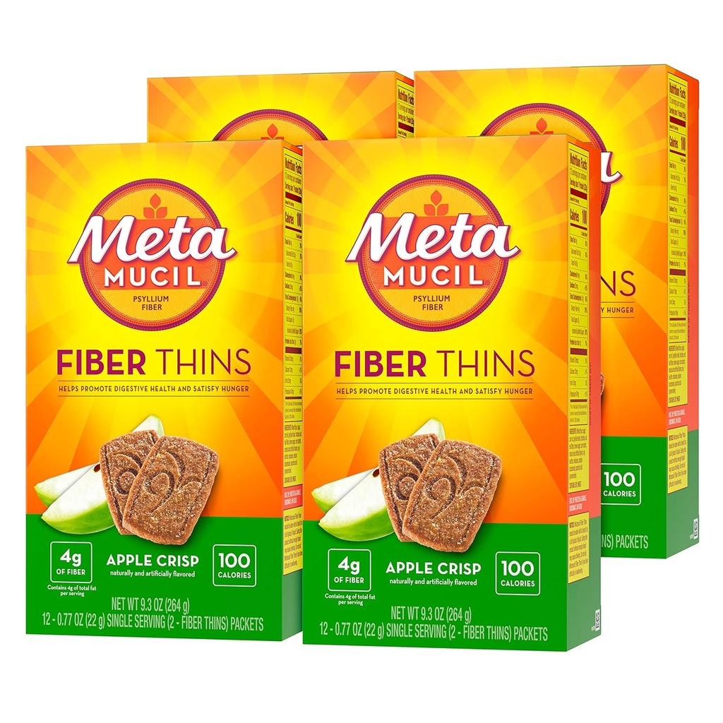 Metamucil Apple Crisp Flavored Fiber ohut ruokavaliokuitu täydentää Psyllium Husk, 9.3 Ounce, pakkaus 4