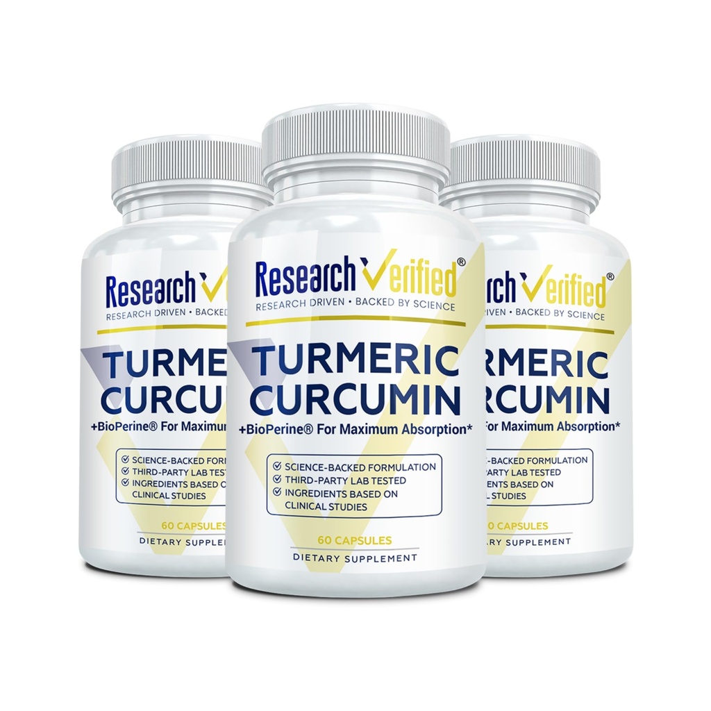 Tutkimus Varmennettu Turmeric Curcumin - BioPerine, Curcumin C3 Complex - Vegan - Valmistettu Yhdysvalloissa - 180 kapselia - Valmistettu Yhdysvalloissa
