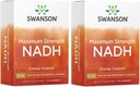 Swanson Maximum Strength NADH - Fast-Acting Peppermint Lozenges för att främja hjärnhälsa och energistöd - Vitamin B3 Coenzyme för att hjälpa till att bekämpa trötthet - (30 tabletter, 20mg varje) 2 Pack