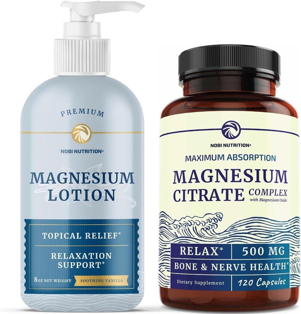 Magnesium Lotion ja magnesiumsitraatti täydentää ... Täysrunko Magnesium tuki kehon ja mielen 8 Fl Oz Topillinen Magnesium Plus 2 kuukauden toimitus Magnesium Complex pillereitä