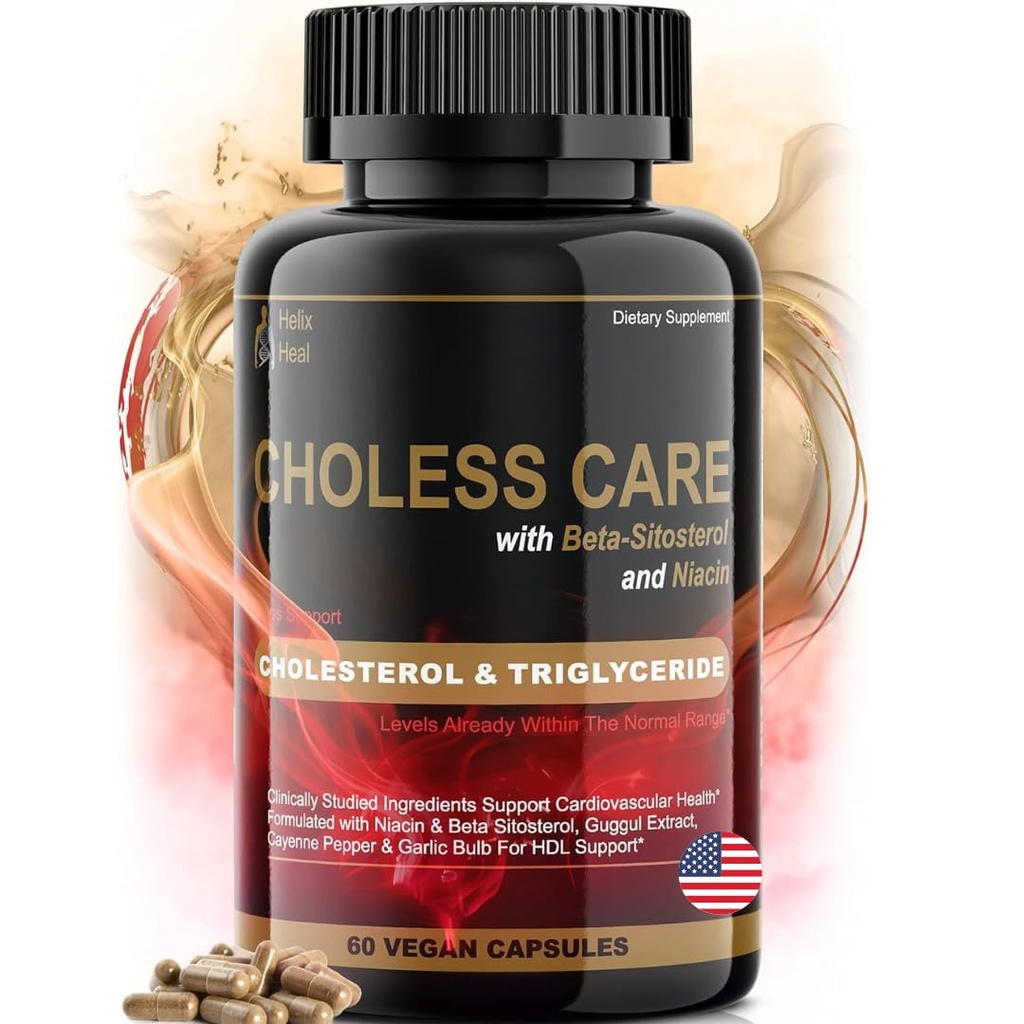 Kolesteroli täydentää - Triglyseridit Tukikapselit w. Orgaaninen, Odorless Valkosipuli, Cayenne Pippuri, Kasvi Sterolit tukemaan normaalia HDL ja LDL-kolesterolitasot w. antioksidantti Niacin (Vitamin B3)