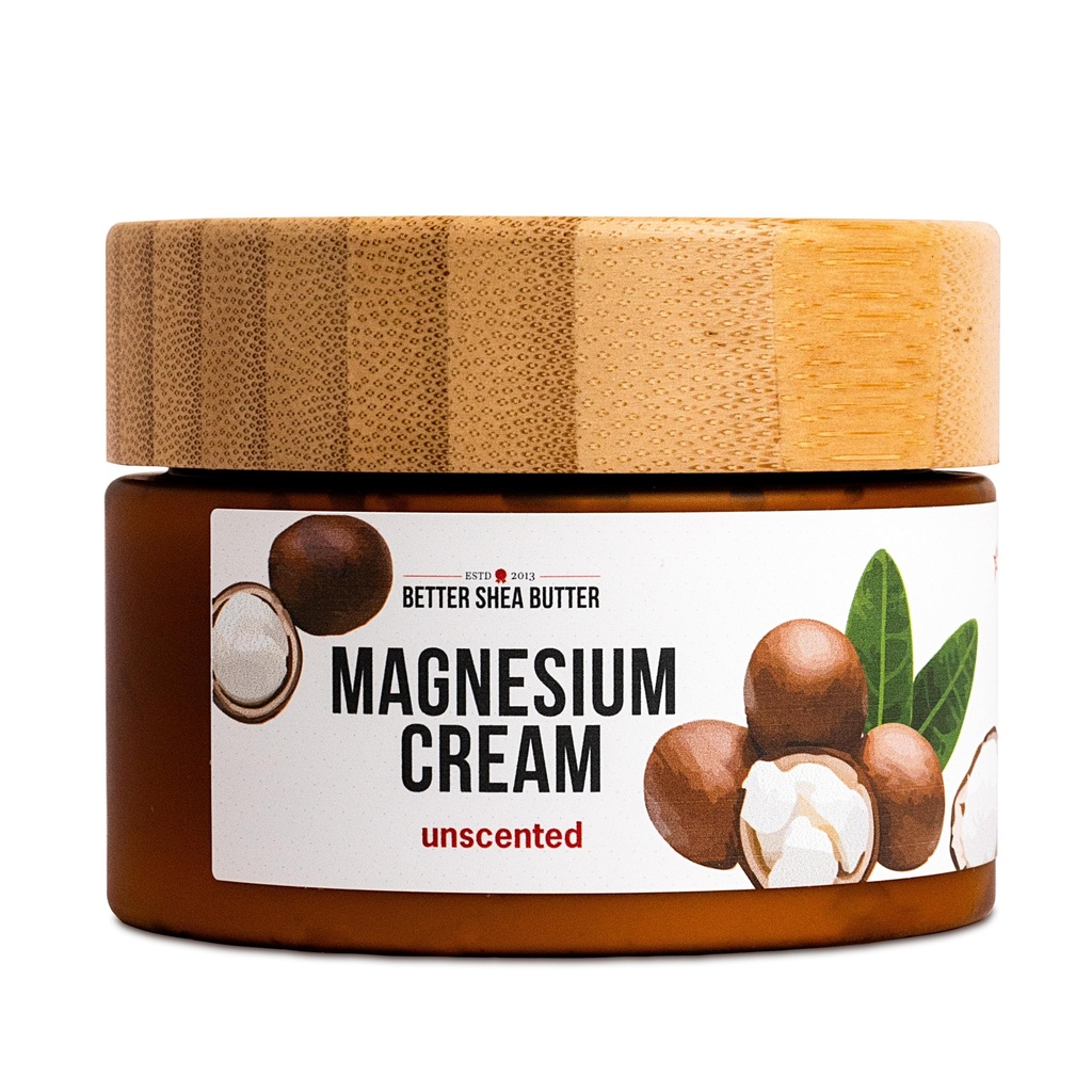 Bättre Shea Butter Magnesium Cream för Leg Cramps | Relieves Muscle Tension | Night Lotion Safe för graviditet, barn och spädbarn | Organiska och naturliga ingredienser | Vegan, Made in USA | (Unscented)