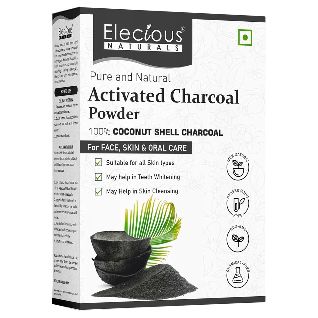 Naturals Aktiivinen hiilijauhe Ihanteellinen kasvot ja iho poistettu kuollut iho, epäpuhtaudet ja detoxify ihon Coconut Charcoal jauhe 100% Natural 200gm