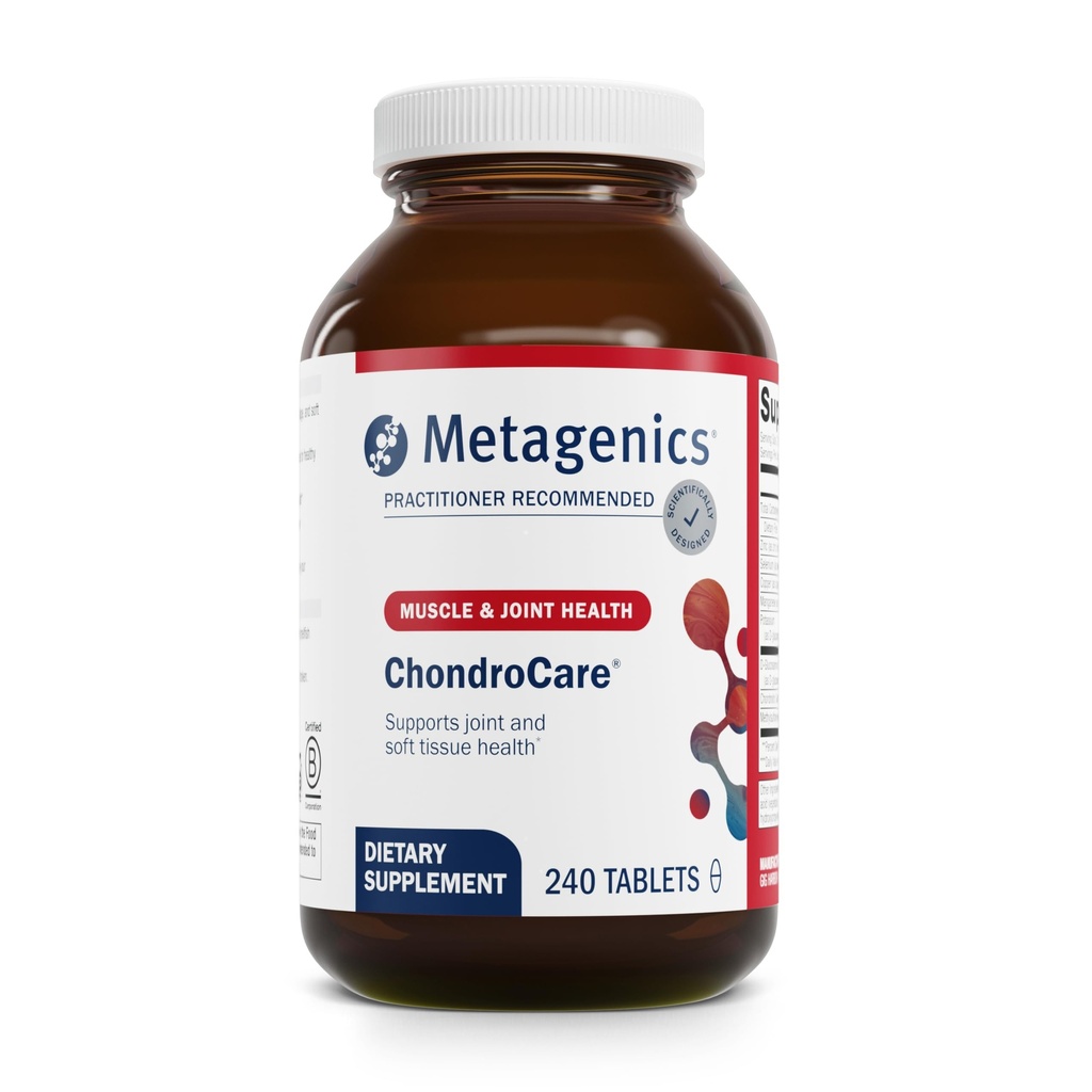 Metageenit ChondroCare - Joint Support with Glucosamiini, Chondroitin & MSM - Tukee liikkuvuutta, Cartilage & Knee Comfort - Antioksidantti Mineraalikompleksi - Gluteeniton - cGMP Certified - 240 tablettia