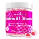 B1-vitamiini Gummies Pureskeltava tiamiini 500 mg & B3-vitamiini & C-vitamiini, sokeriton - muu kuin GMO, vegaaninen, luonnollinen persikka maku - Thiamiini B1-lisä aikuisille & lapsille