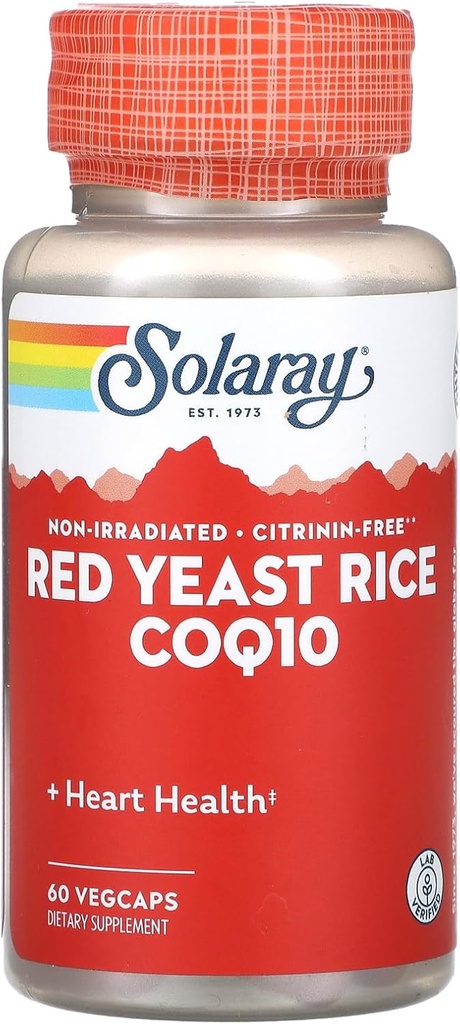 Solaray Red Yeast Rice Plus CoQ-10-60 Kasvissyöjäkapselit