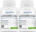 Puregen Labs Allergy Relief, Loratadine 10 mg, 100 tablettia 24 tuntia ei-huonoa antihistamiinia Allergy Medicine for Runny Nenä, Aivastelu, kutina, vetiset silmät (2)