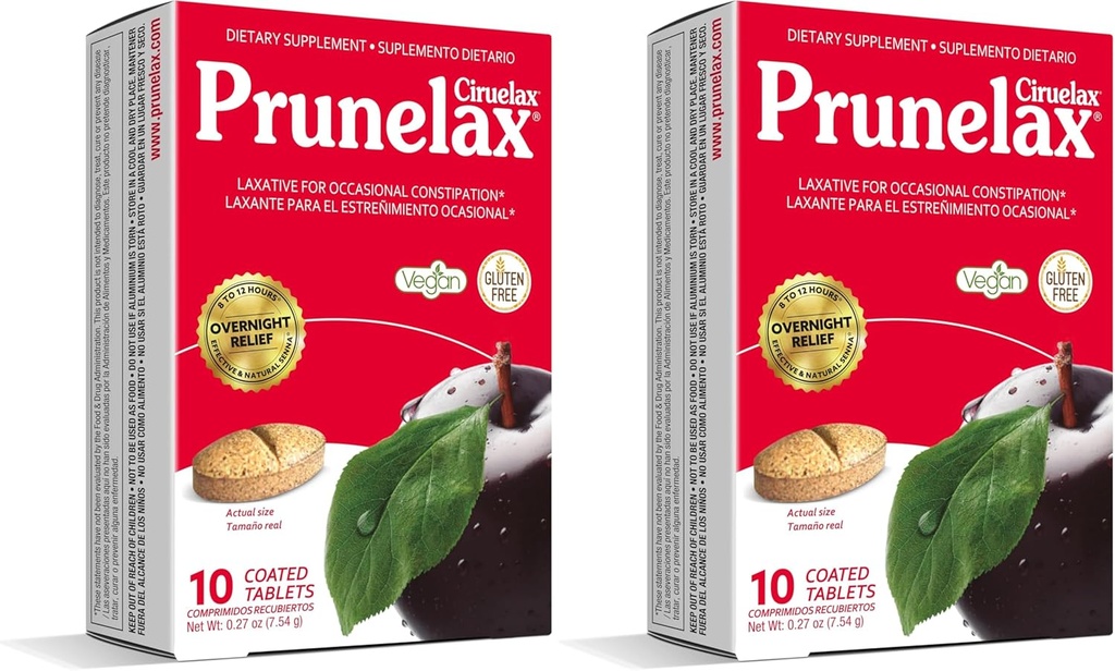 Prinelax Ciruelax Säännöllinen vahvuus Laksatiivinen tabletti - luonnollinen-ingredient perustuu laksatiivi satunnaista ummetus, ennustettavissa yön yli Relief Senna Leaf Otteita, 8-12 Hr Nopea-Aktiivinen - 10ct