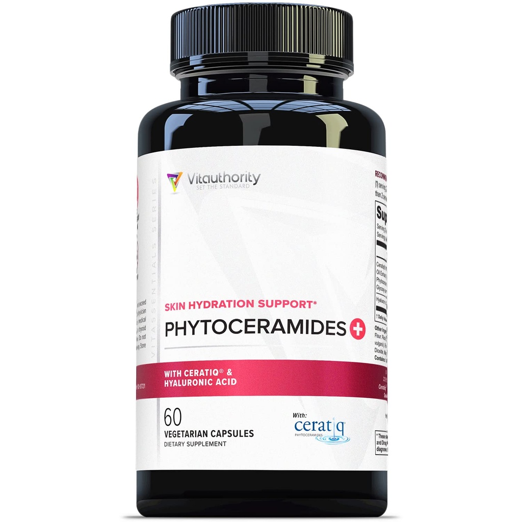 Kosteuttava anti ikääntyminen Phytoceramides täydennysosa - Kliinisesti todistettu Ceratiq Seramidit Hyaluronic Acid 700mg - ihon salpaajan korjaus kutiava kuiva iho täydentää naisille