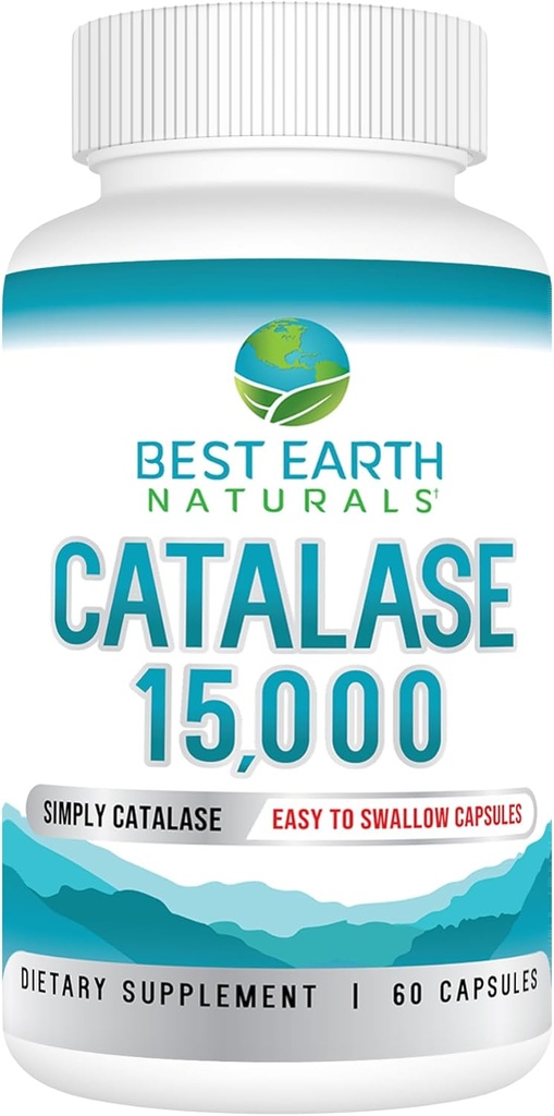Best Earth Naturals Catalase Supplement 15,000 - Hårtillskott för starkt hår - 60 kapslar (60-dagars leverans)