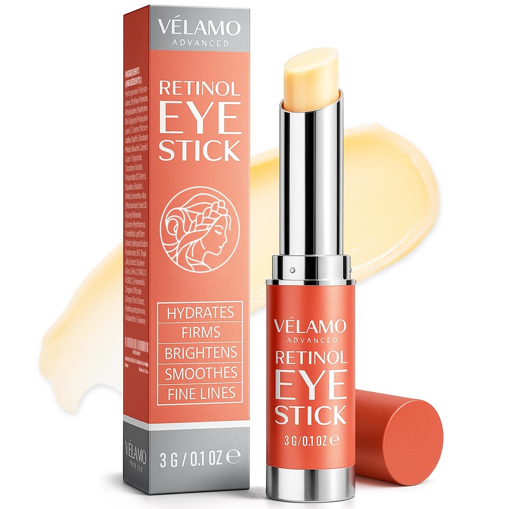 VELAMO ADVANCED Retinol Eye Balm kiinni Bakuchiol: Under Eye Cream for Dark Circles ja Puffiness - Anti ikääntyminen vähentää Fine Lines ryppyjä silmäpusseissa 4-8 viikkoa 0,1 OZ/3g
