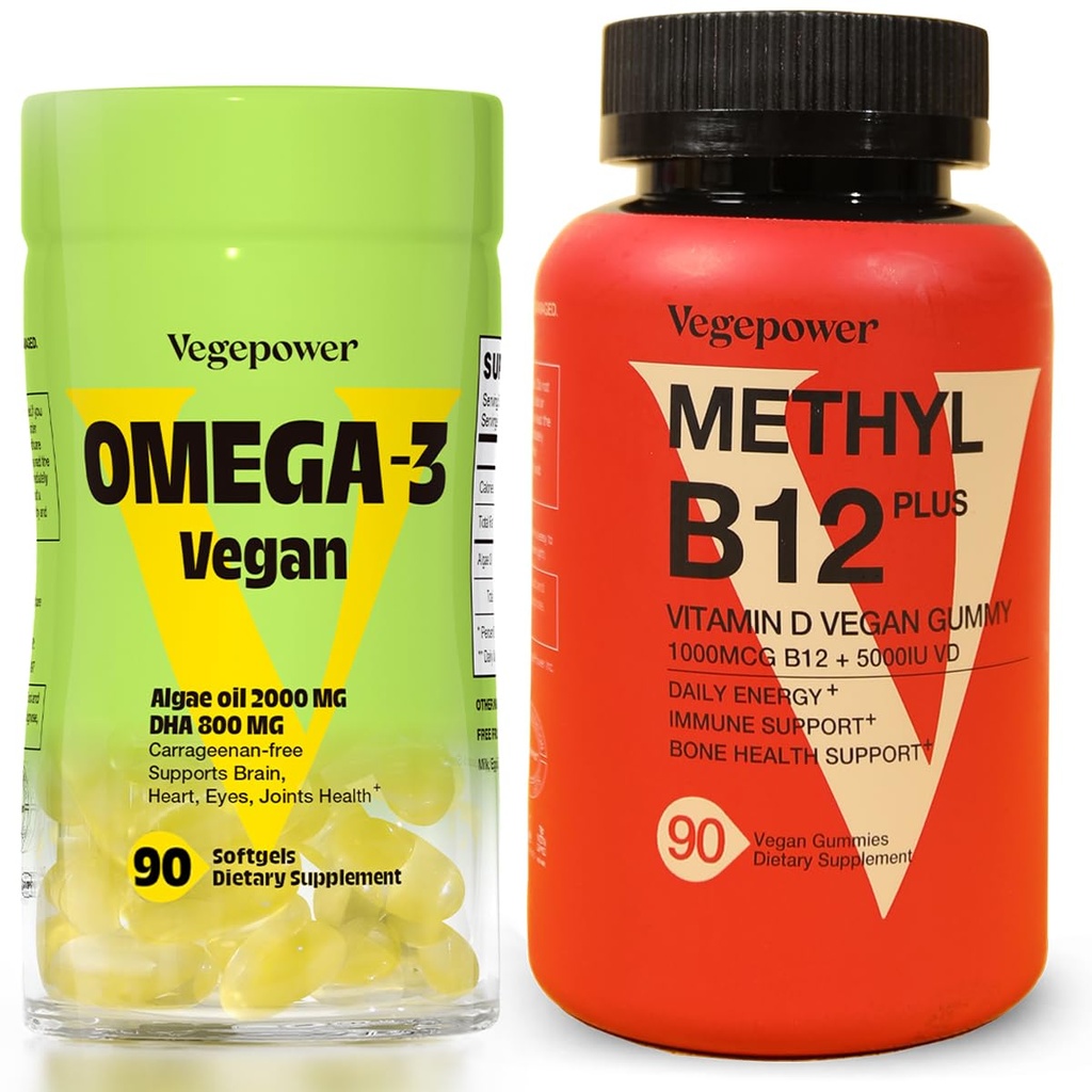 Vegaani Omega-3 + B12-vitamiini Gummy 
