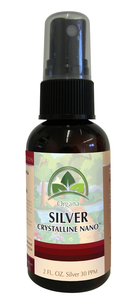 Organa kristalli Nano Kolloidinen Silver Spray - 30 PPM - 2 Ounce Spray pullo