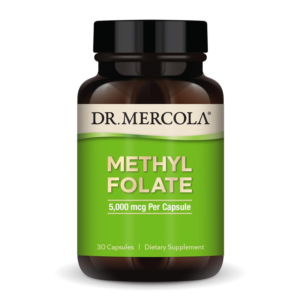 Tri. Mercola Methyl Folate - Tukee Detoxification & Cellular Health - 5-MTHF Folate - Biosaatavana Formula - 5 mg - 30 kapselia