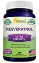 100% Natural Resveratrol - 1000 mg Per Serving Max Strength (180 kapselia) Antioksidantti täydentää, Trans-Resveratrol pillereitä Heart Health & Pure, Polyfenolit