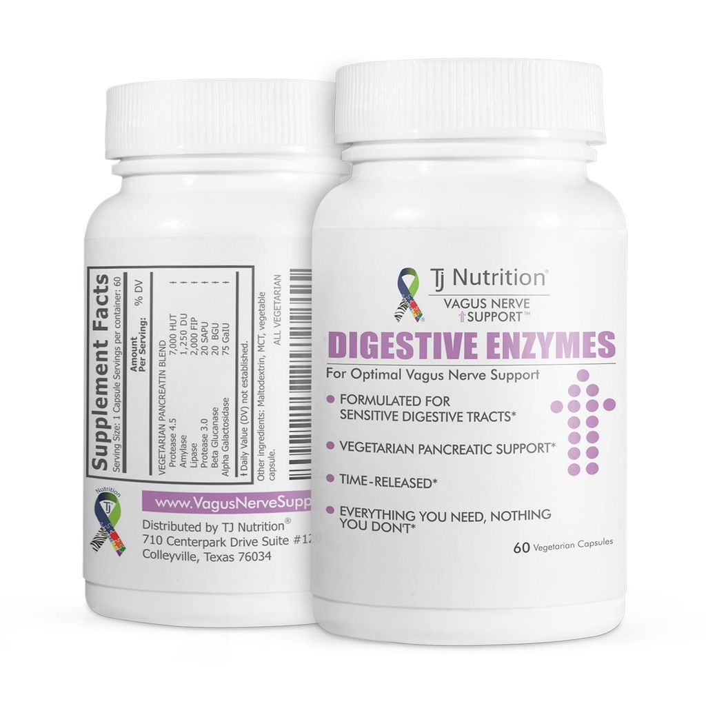 Dgestive Enzymes for Sensitive Smaachs - Tukee Vagus Nerve, Kasvissyöjä Haima Tuki, Ajastettu vapauttaa Formula Optimal Gut Health, parantaa ruoan digestio & Gut Flora