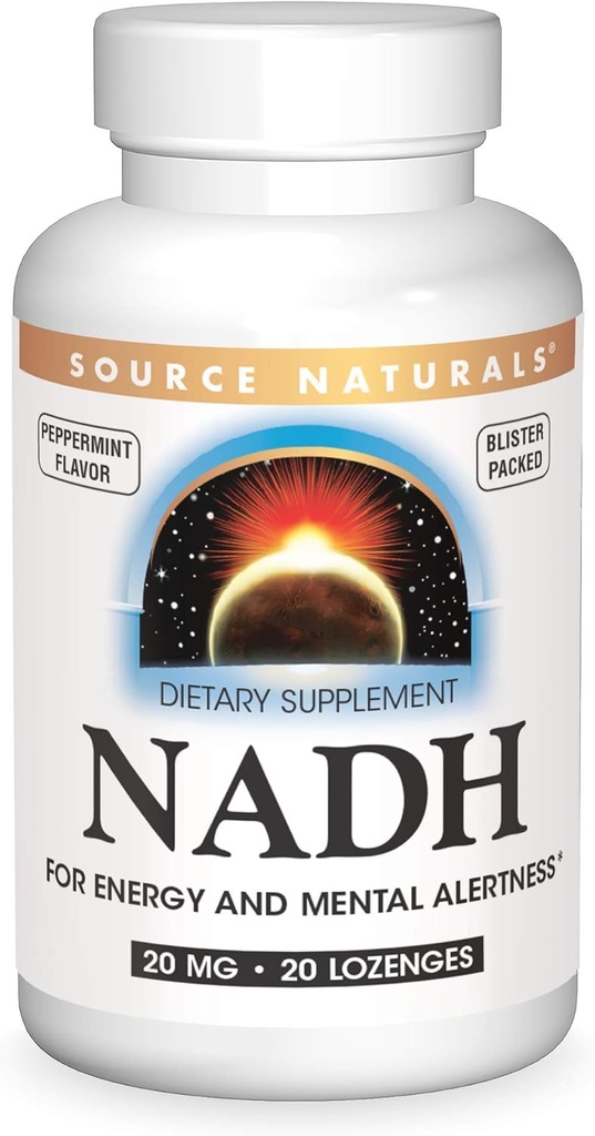 Source Naturals NADH 20mg, Tehostaa energiaa ja mielentila* - 20 Lozenges