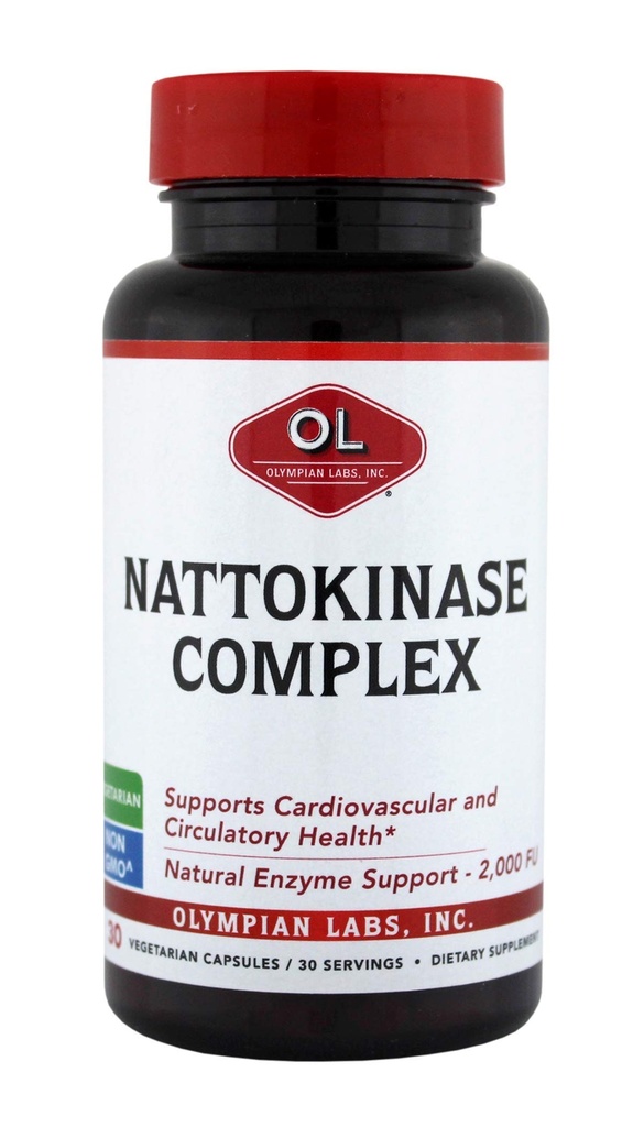 Olympian Labs Nattokinase Komplex med Grape Seed Extract Herbal Supplements, Superior Heart Health Support - 30 Daily Capsules