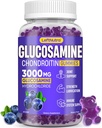 Glukosamiini Chondroitin Gummies 3000 mg, Advanced Glukosamiini Chondroitin Msm, Joint Support Supplement, antioksidantti Immunosupport, luu- ja niveljoustavuus, vahvuus ja liikkuvuus, mustikkamaku