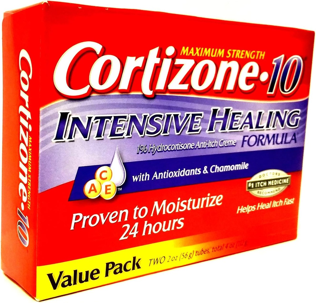 kortizone 10 Maksimi Strenght Intensive Parannus 1% hydrokortisoni Anti kutiaa Cream Kaksi 20z Putket, Yhteensä 4 oz