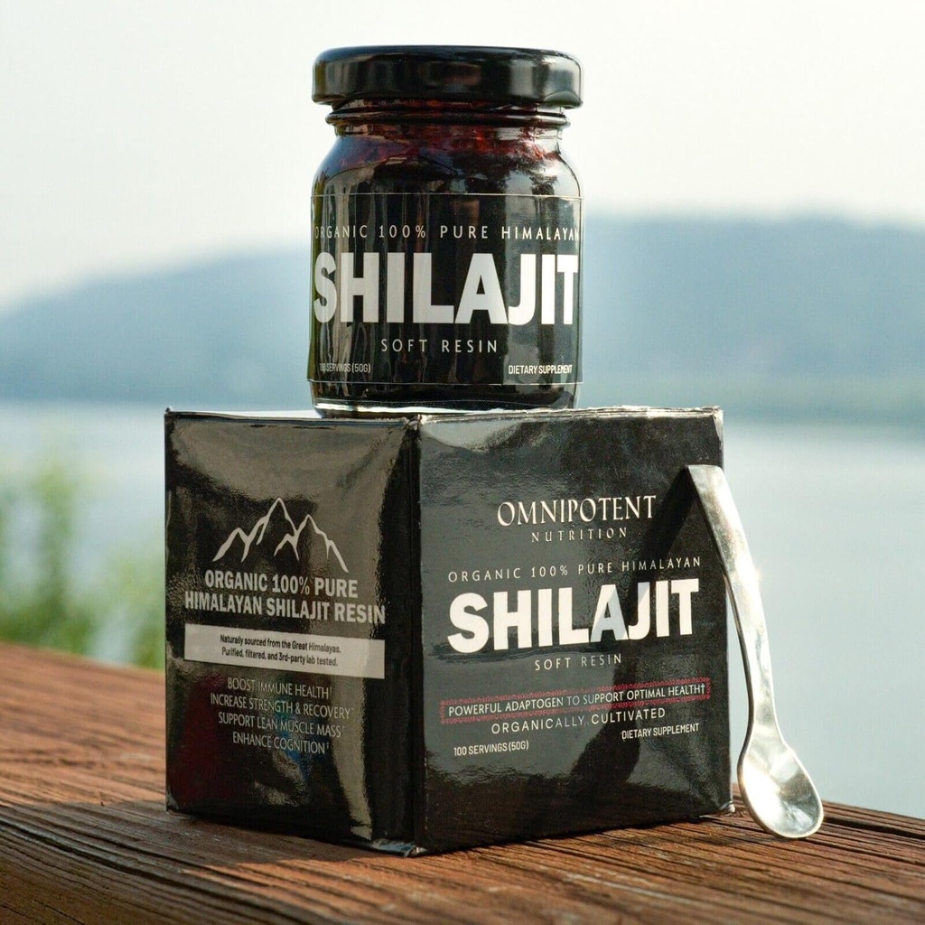 Himalayan Shilajit Resin - Organic Shilajit Supplement Sourced from High Altitudes - 500mg Pure Natural Resin & Fulvic Acid, 85+ Trace Minerals (50g (100 portioner) + Spoon)