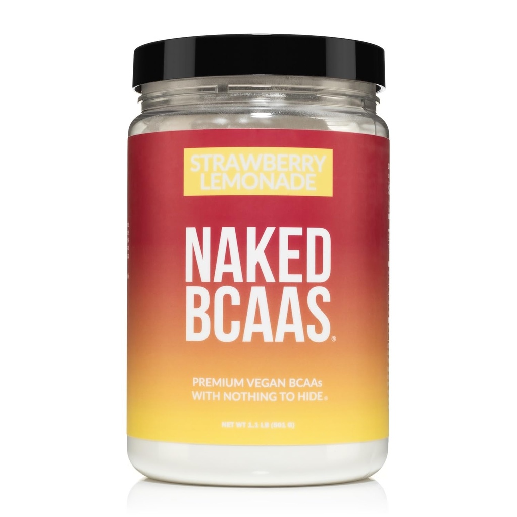 NAKED Strawberry Lemonade BCAAs Amino Acids Powder, 100% Pure 2:1:1 Formel, Vegan Branched Chain Amino syror, Instantized All Natural BCAA Powder Supplement - 501 Grams, 34 portioner