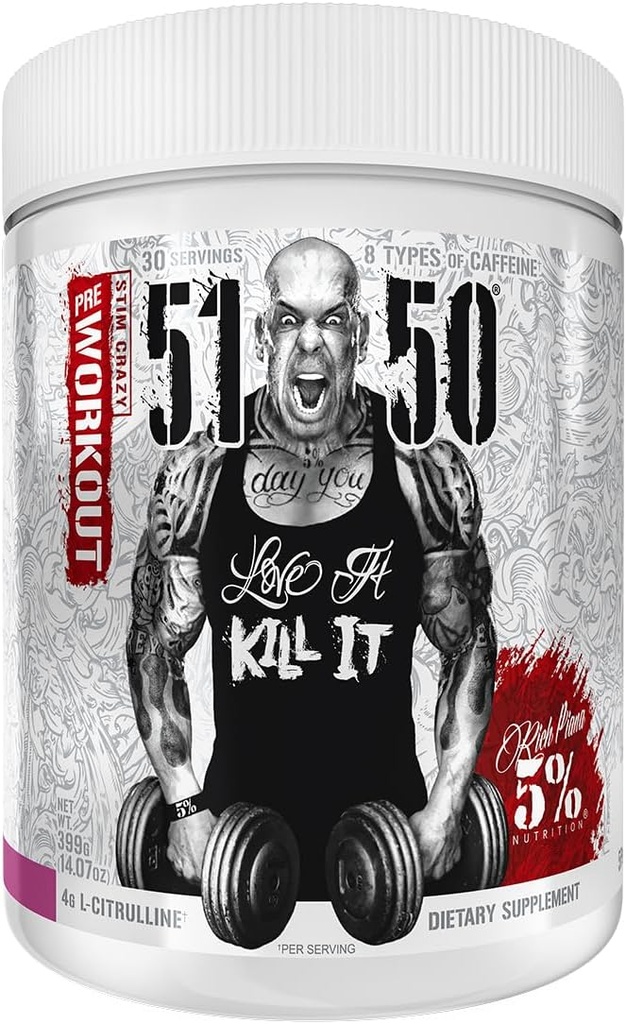 Rich Piana 5% Nutrition 5150 High Stim Pre-Workout Powder | Extreme Energy, Focus, Pumps & Endurance | 400 mg Koffein, Citrulline, Beta Alanine, N-Acetyl L-Tyrosine | 30 Srvgs (Wildberry)