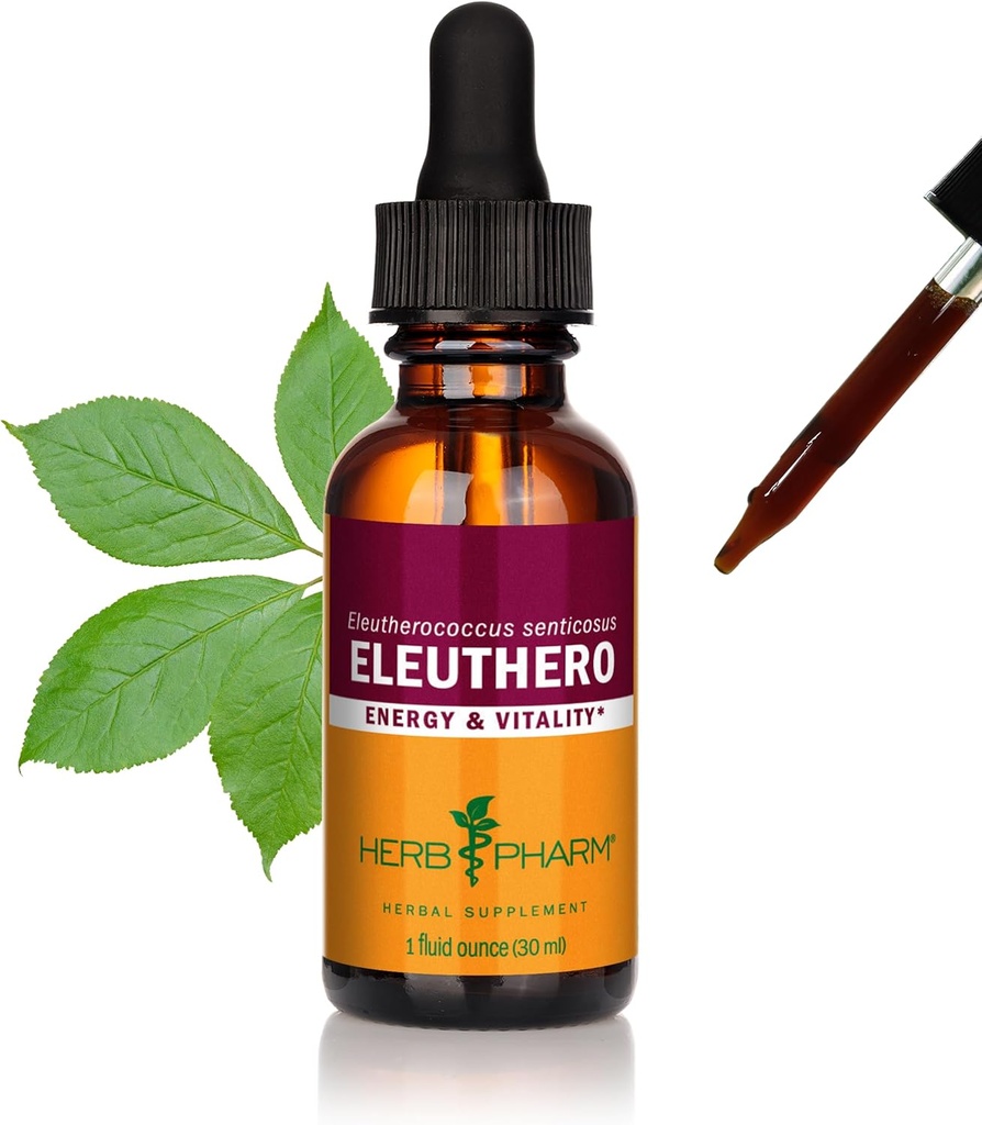 Herb Pharm Eleuthero Root Liquid Extract for Energy and Stamina, Cane Alkoholi, 1 Ounce