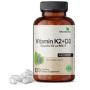 Futurebiootit K2-vitamiini (MK7) D3-lisäaine - ei-muuntogeeninen Formula - 5000 IU D3-vitamiini & 90 mikrog K2-vitamiini MK-7, 120 kasvissyöjäkapselia