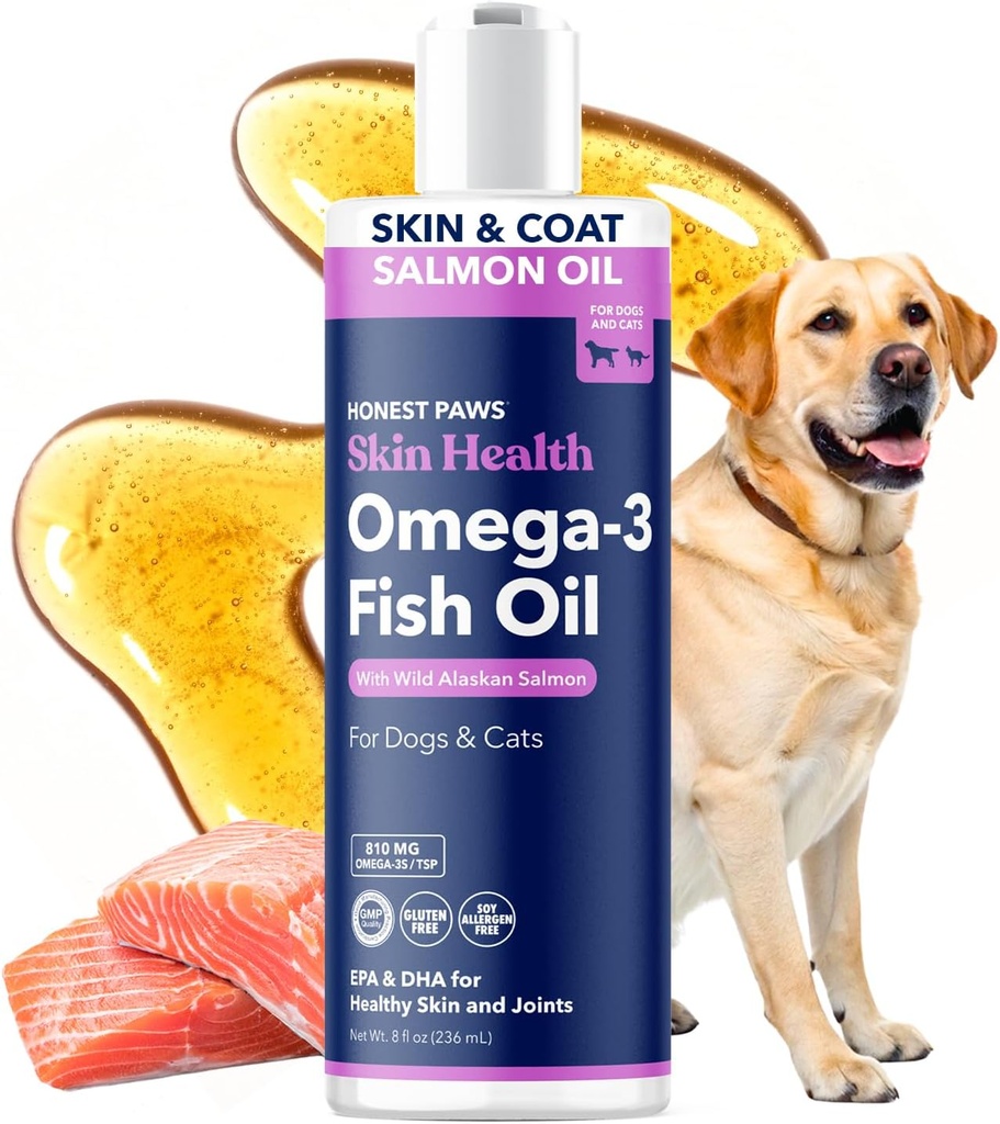 Rehelliset tassut Wild Alaskan Salmon Oil for Dogs & Cats Omega 3 Fish Oil Supplement for Skin, Takki, Joint & Heart Health