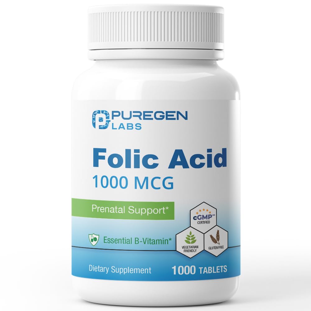 Puregen Labs Foolihappo 1000 mikrogrammaa Tabletit ... B9-vitamiinia...