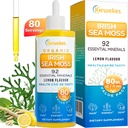 Sea Moss & Ashwagandha Root Drops - 10X Vahvempi Seamoss & Ashwagandha naisille ja miehille, Sea Mood Moss Drops, Immuniteetti, Ruoansulatuskyky, energia, iho, hiukset nivel(Lemon Flavour - 80 tarjoilua