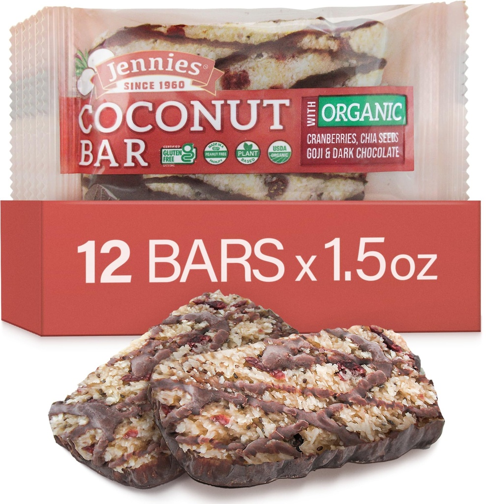 Jennies Raw Organic Goji Moji Coconut Bar, 1.5oz (12 pakkausta)