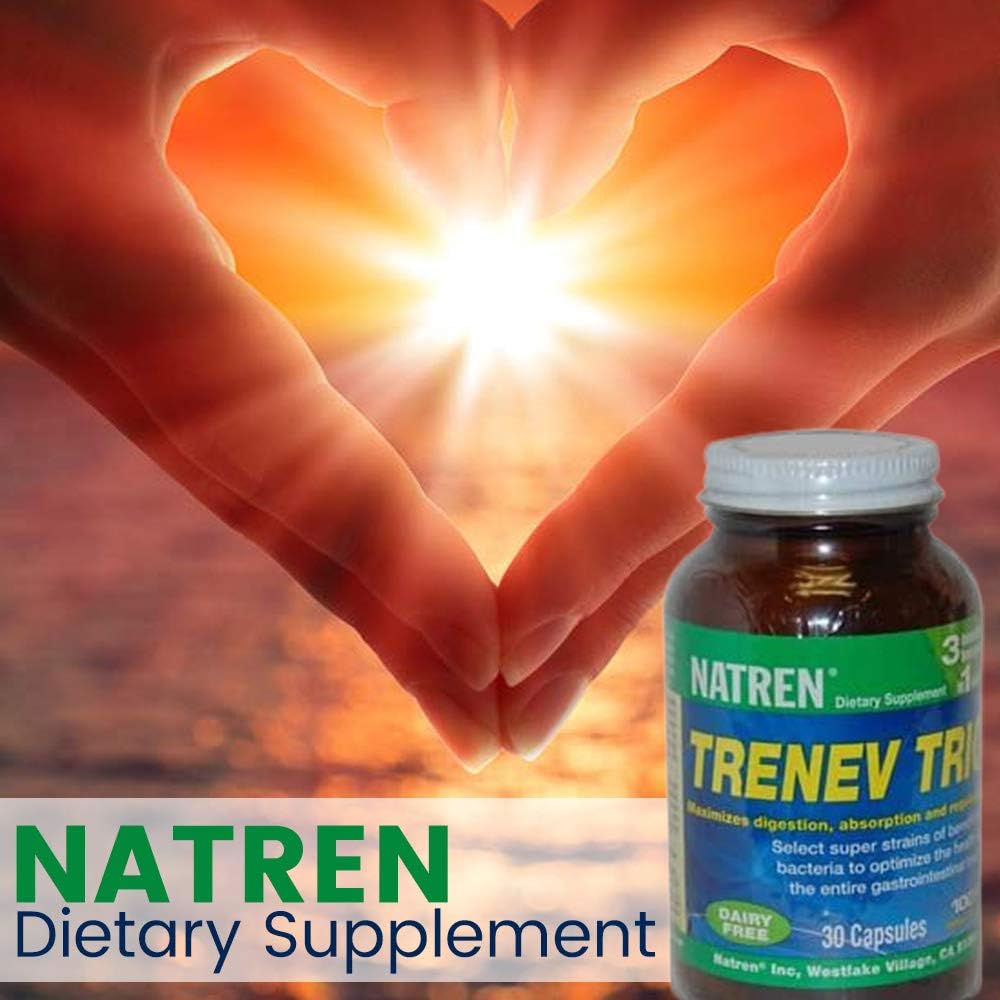 Bioterapia Natren Trenev Trio Probiootti Kapseli - kolmen in One Dairy- Free Dietary Supplement - terveen suoliston Flora, Aid Digestion & Imeytyminen - 30 kapselia Jokainen 30 miljardia PMY