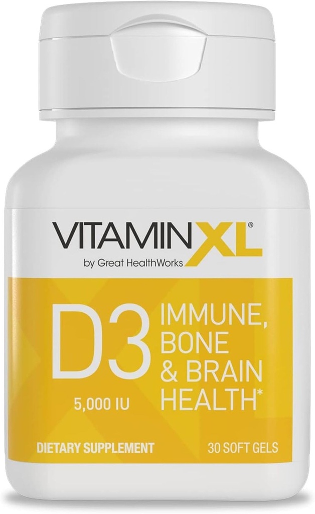 OmegaXL-vitamiiniXL D3 korkea teho Päivittäinen D-vitamiini 5000 IU 125 mcg Immunosupport Supplement - edistää tervettä lihasten toiminta ja vahva luut - ei-GMO, Gluteeniton - 30 Softgels
