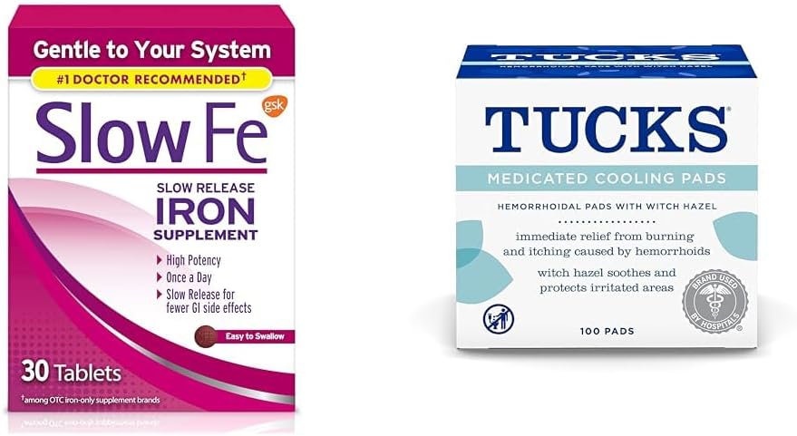 Hidas Fe 45mg rauta täydentää rautapuutos Tabletit & Tucks lääkinnällinen jäähdytys tatuoinnit peräpukamien, 100